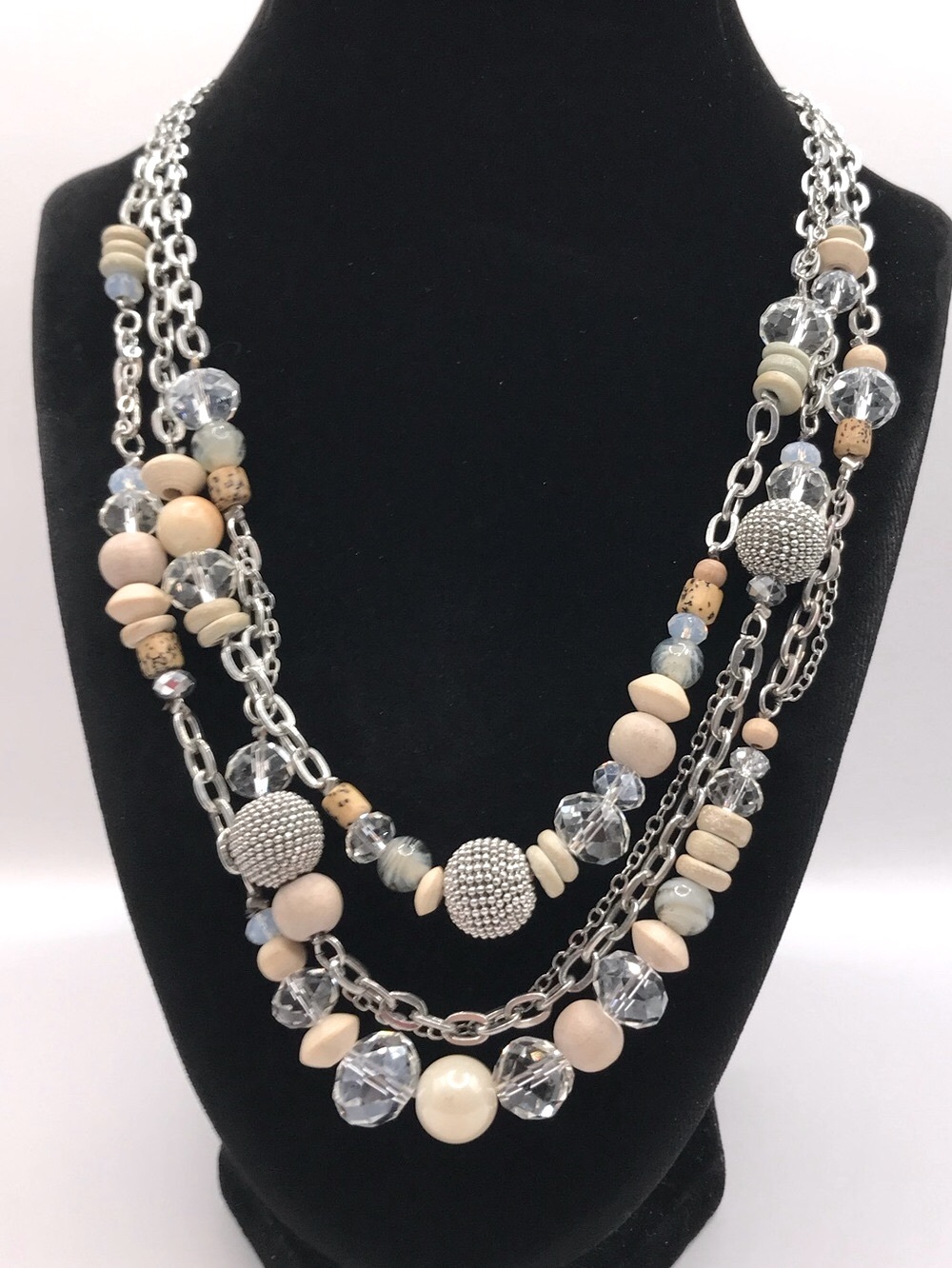 LOFT Multi-Strand Neutral Bead & Crystal Necklace